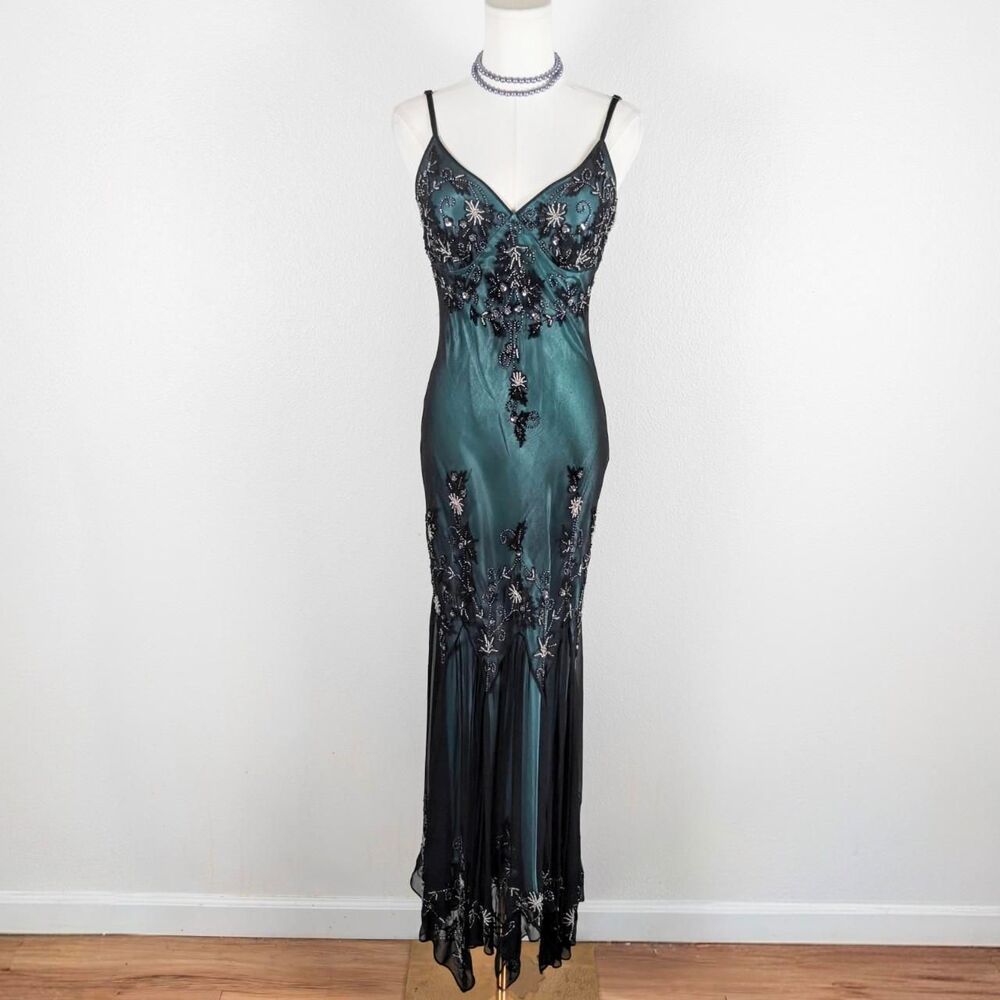 Y2K Midnight Blue Sheer Silk Fairygoth Dress